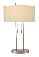 Metal Bedside Table Lamp With White Shade - Silver