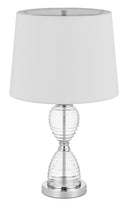 24" Metal Table Lamp With Empire Shade - Clear White