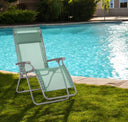 Metal Outdoor Zero Gravity Chair With Green Cushion - Green
