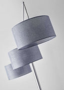 Three Light Tree Floor Lamp With Gray Solid Color Drum Shade - Black - HomeRoots - Floor Lamps - Elite Enclave Home