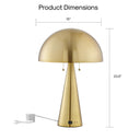 Iron USB Table Lamp With Brass Dome Shade - Brass