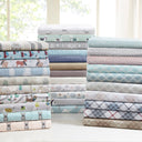 Cozy Flannel - King Printed Sheet Set - Gray Penguins
