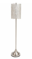 Chrome Floor Lamp With Clear Faux Crystal Drum Shade - Silver