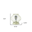 10" Bedside Table Lamp With Gold Cage Shade - Gold