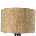 Metal Tripod Table Lamp With Beige Drum Shade - Black