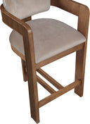 Sacha - Velvet Stool With Brown Base - Meridian Furniture - Counter Height (24" - 27") - Elite Enclave Home