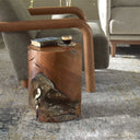 Uttermost Rafe Wooden Accent Stool – Silver / Woodtone – handcrafted teakwood with silver-finished accents and natural wood grain