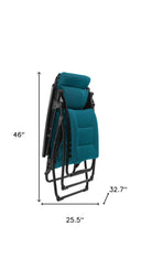 Steel Outdoor Zero Gravity Chair With Blue Cushion - Blue