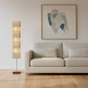 Column Floor Lamp With White Rectangular Shade - Natural - HomeRoots - Floor Lamps - Elite Enclave Home
