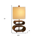 Retro Ovals Wood Bedside Lamp With Natural Shade - Brown - HomeRoots - Table Lamps - Elite Enclave Home