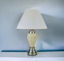 Ceramic Urn Table Lamp With White Empire Shade - Ivory And Silver
