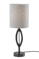 Solid Wood Round Table Lamp With Gray Drum Shade - Black - HomeRoots - Table Lamps - Elite Enclave Home