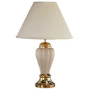 Ceramic Urn Table Lamp With Off-White Empire Shade - Ivory And Gold