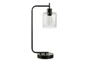 Metal Round Arched USB Table Lamp With Clear Drum Shade - Black - HomeRoots - Table Lamps - Elite Enclave Home