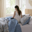 Valerie - King Boho Floral Reversible Quilt - Blue - Super Listing - Quilts & Shams - Elite Enclave Home