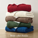 Rowan - Waffle Knit Chenille Throw - Red - Madison Park - Throws - Elite Enclave Home