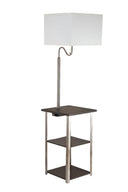 Steel Tray Table Floor Lamp With Square Shade - Silver White - HomeRoots - Floor Lamps - Elite Enclave Home