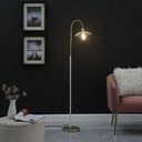 Arched Floor Lamp With Gold Metal Cage Shade - Gold - HomeRoots - Floor Lamps - Elite Enclave Home