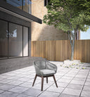 Solid Wood Outdoor Dining Chair With Gray Cushion - Gray