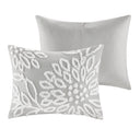 Veronica - 3 Piece Tufted Floral Comforter Set - Gray / White