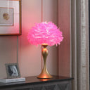 Glam Feather And Gold Table Lamp - Hot Pink