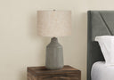 Concrete Urn Table Lamp With Beige Drum Shade - Gray - HomeRoots - Table Lamps - Elite Enclave Home