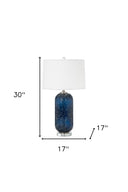 Crystal Table Lamp With White Drum Shade (Set of 2) - Blue