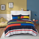 Morris - Full Stripe Printed Quilt Set - Multi