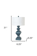 Table Lamps With White Drum Shade (Set of 2) - Distressed Teal