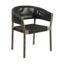 26" Wood Solid Wood Outdoor Dining Chair (Set of 2) - Black And Natural