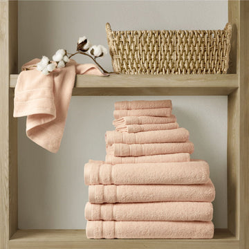 400GSM Essential Bundle Quick Dry 12 Piece Towel Set - Blush
