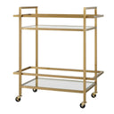 Uttermost Erena Bar Cart – sleek brass stainless steel frame with two glass shelves 