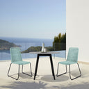 3 Piece Round Stone Dining Set With Two Chairs - Gray And Light Blue
