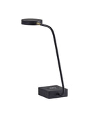 Tech Enhanced Metal Disk LED Adjustable Desk Lamp - Black