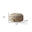 Cotton Round Cowboy Pouf Cover - Brown