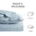 Tuscany - 3 Piece King Reversible Scalloped Edge Quilt Set - Blue