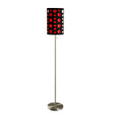Steel Novelty Floor Lamp With And Red Drum Shade - Silver / Black - HomeRoots - Floor Lamps - Elite Enclave Home