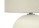 18" Ceramic Round Table Lamp With Drum Shade - Cream - HomeRoots - Table Lamps - Elite Enclave Home
