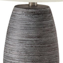 Ceramic Round Table Lamp With Ivory Drum Shade - Gray - HomeRoots - Table Lamps - Elite Enclave Home