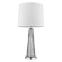 Glass Buffet Lamp With Off-White Empire Shade - Silver