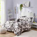 Dorsey - Floral Print Comforter Set - Black / White