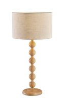 Solid Wood Candlestick Table Lamp With Off - White Drum Shade - Brown - HomeRoots - Table Lamps - Elite Enclave Home