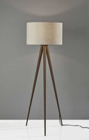 60" Tripod Floor Lamp With Drum Shade - Brown / White - HomeRoots - Floor Lamps - Elite Enclave Home