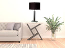 Polyresin Table Lamp With Brown Classic Drum Shade - Black