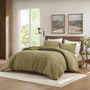 Lyon - 3 Piece King/California King Waffle Washed Comforter Set - Green