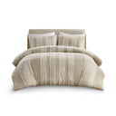 Shay - 3 Piece Striped Cotton Duvet Cover Set - Beige