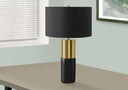 Concrete Cylinder Table Lamp With Black Drum Shade - Black And Gold - HomeRoots - Table Lamps - Elite Enclave Home