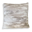 Uttermost Abstract Waves Outdoor Pillow – woven Sunbrella fabric with warm flax, putty, cream waves pattern 
