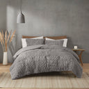 Blair - Ruched Fur Down Alternative Comforter Set - Gray