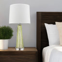 Glass Buffet Lamp With Off-White Empire Shade - Green